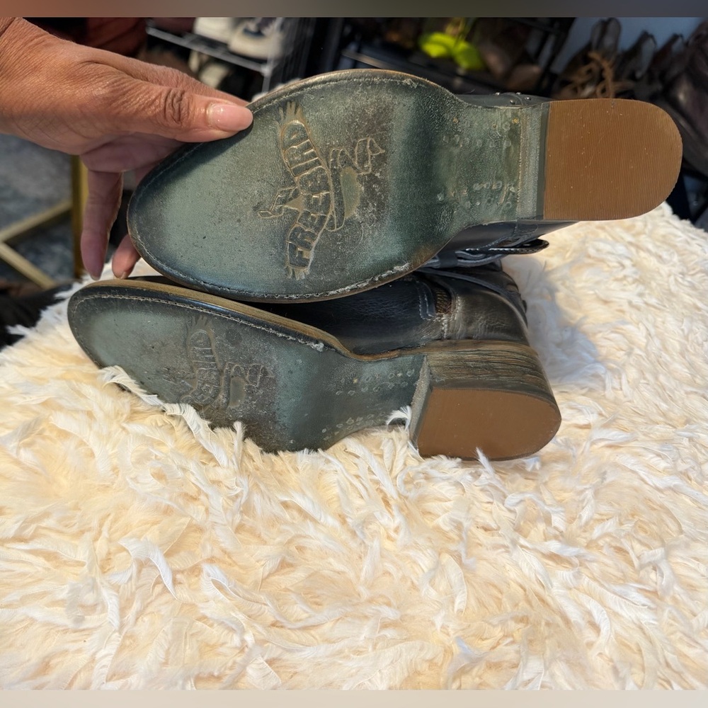 Freebird Tash Blue Ankle Boots with Gold Accents 7 - Picture 8 of 10
